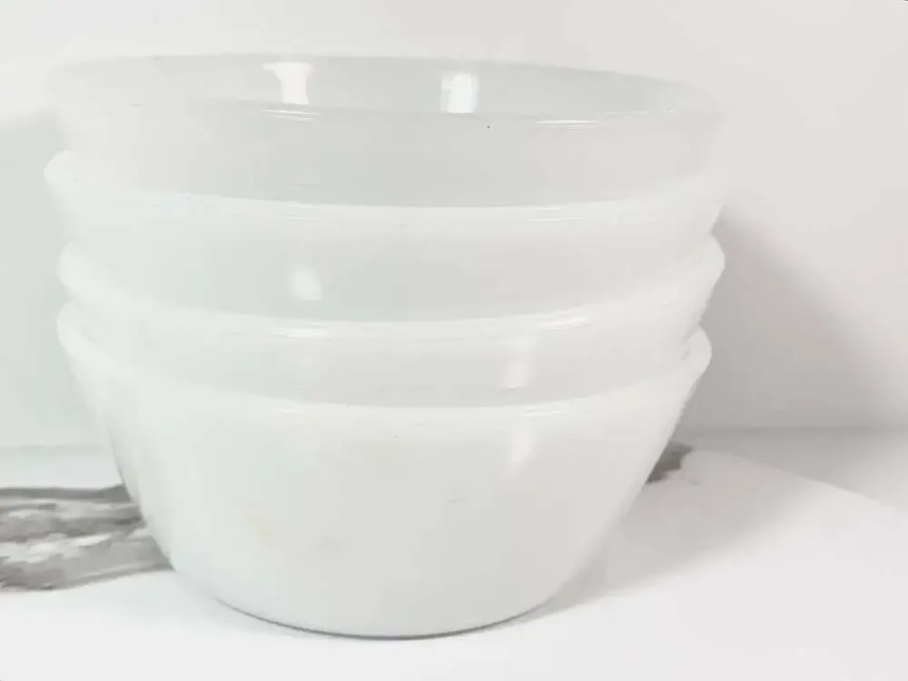 Set Of 4 Vintage Federal Oven Ware White Milk Glass Bowl Heat Proof 5 